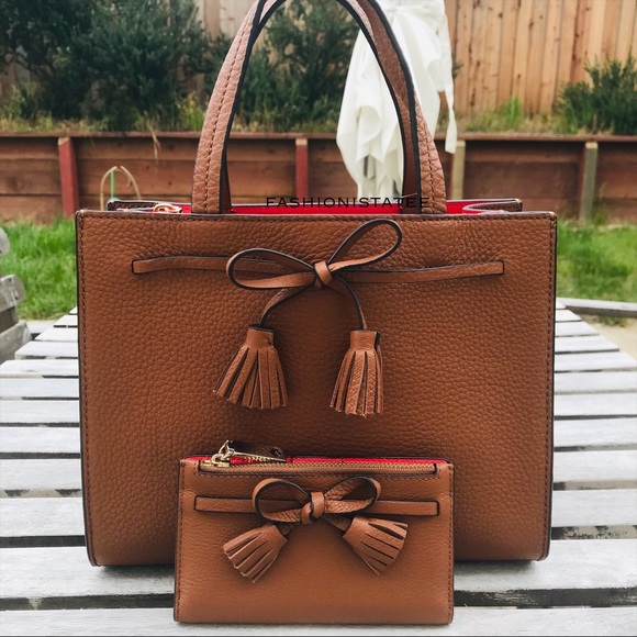 NWT kate spade hayes Satchel ginger wallet set bag - Picture 2 of 8